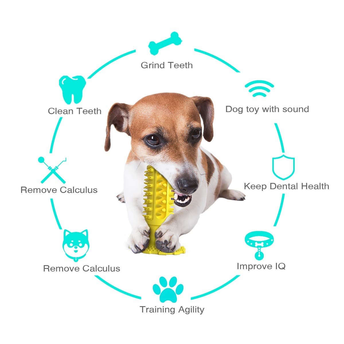 Interactive Toothbrush Chew Toy, Lab-Tested TPR Silicone Dental Cleaning Stick Squeaky,