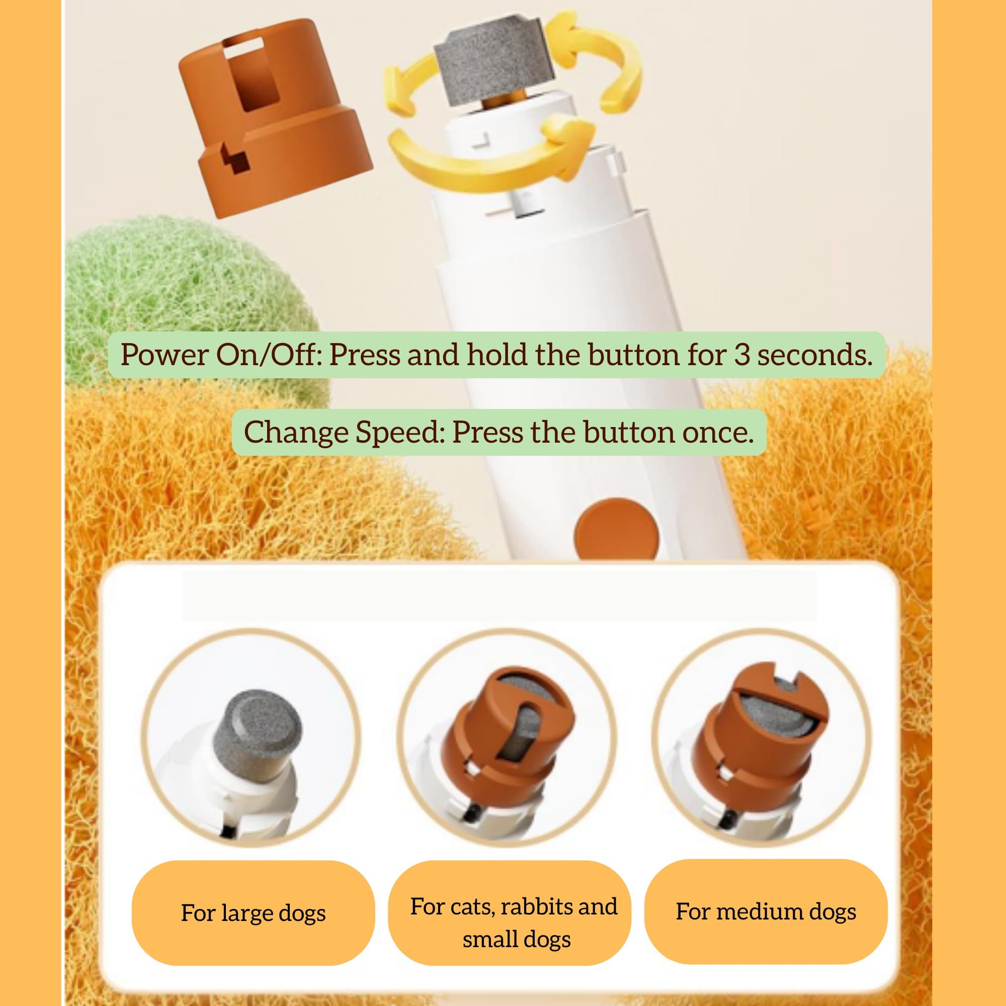 Dog Nail Grinder, Professional 2 Speed Super Quiet and Rechargeable