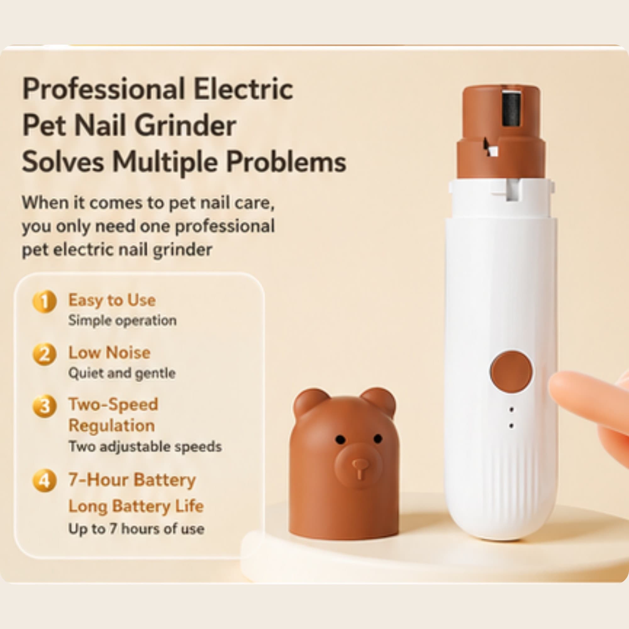 Dog Nail Grinder, Professional 2 Speed Super Quiet and Rechargeable