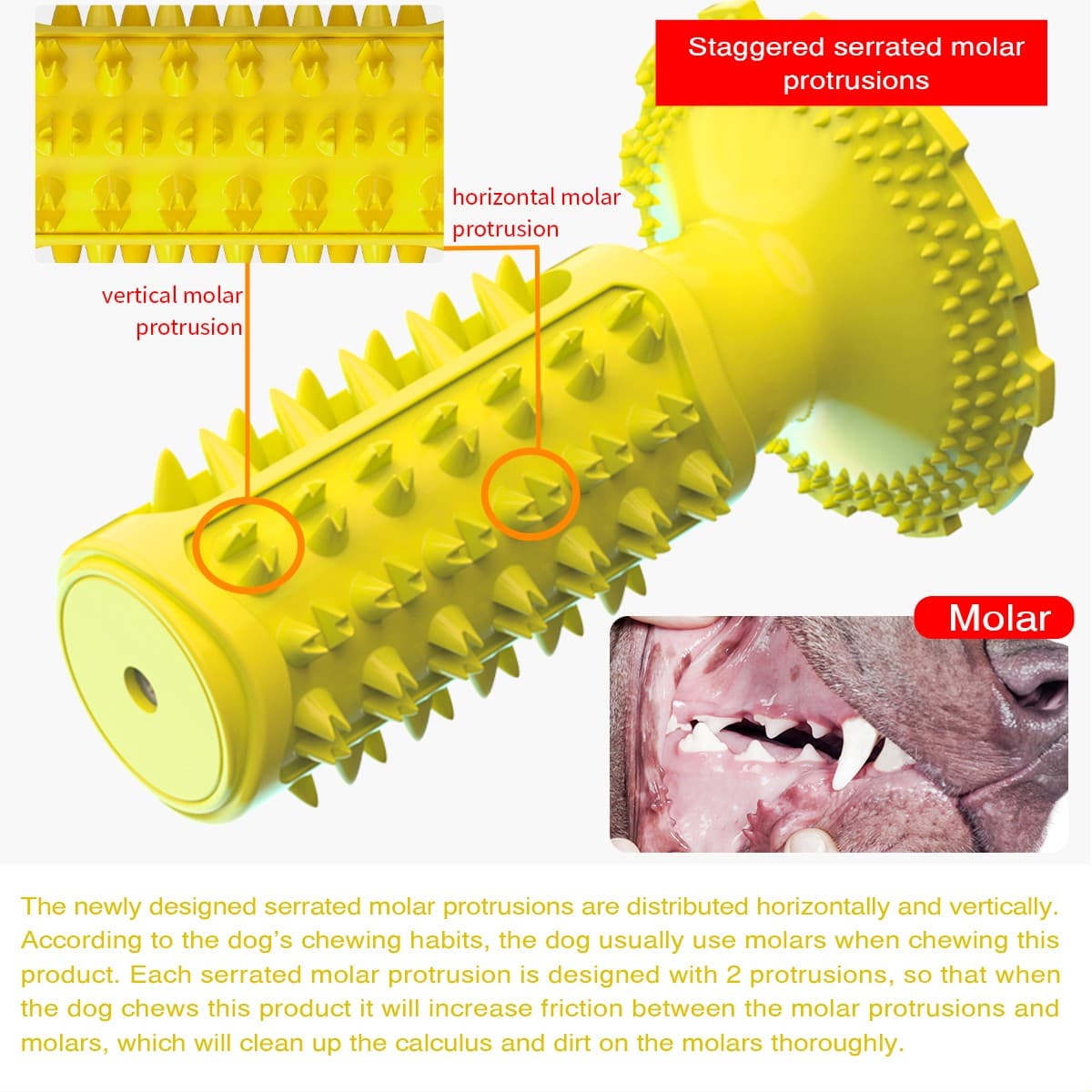 Interactive Toothbrush Chew Toy, Lab-Tested TPR Silicone Dental Cleaning Stick Squeaky,