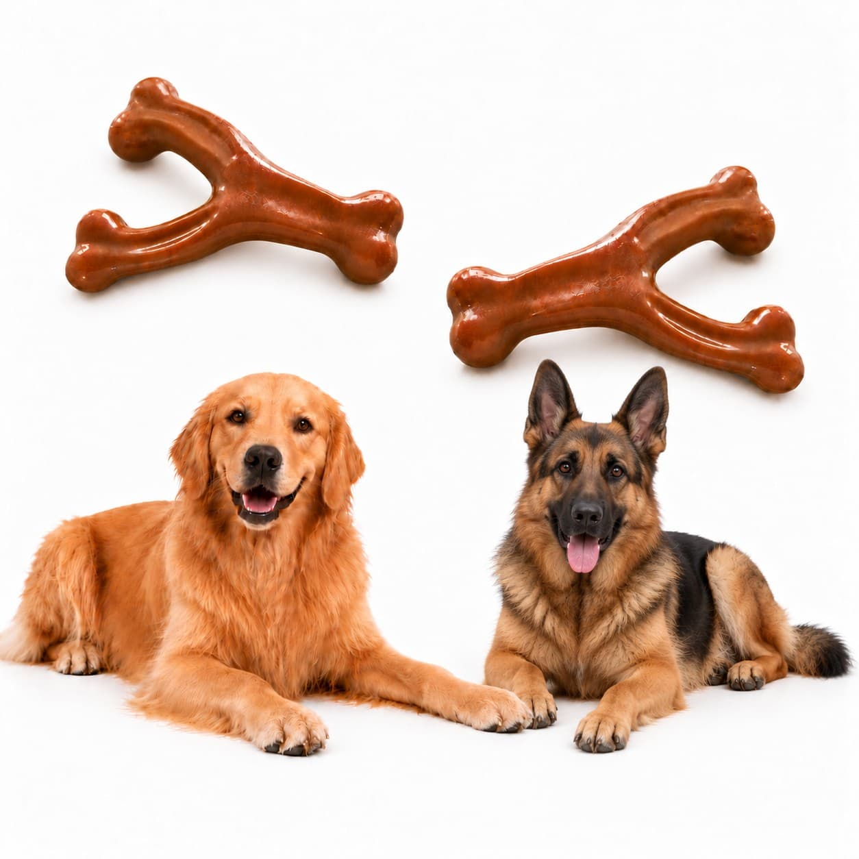 2-Pack Dog Chew Toys for Aggressive Chewers, Durable Wishbone Dog Bones