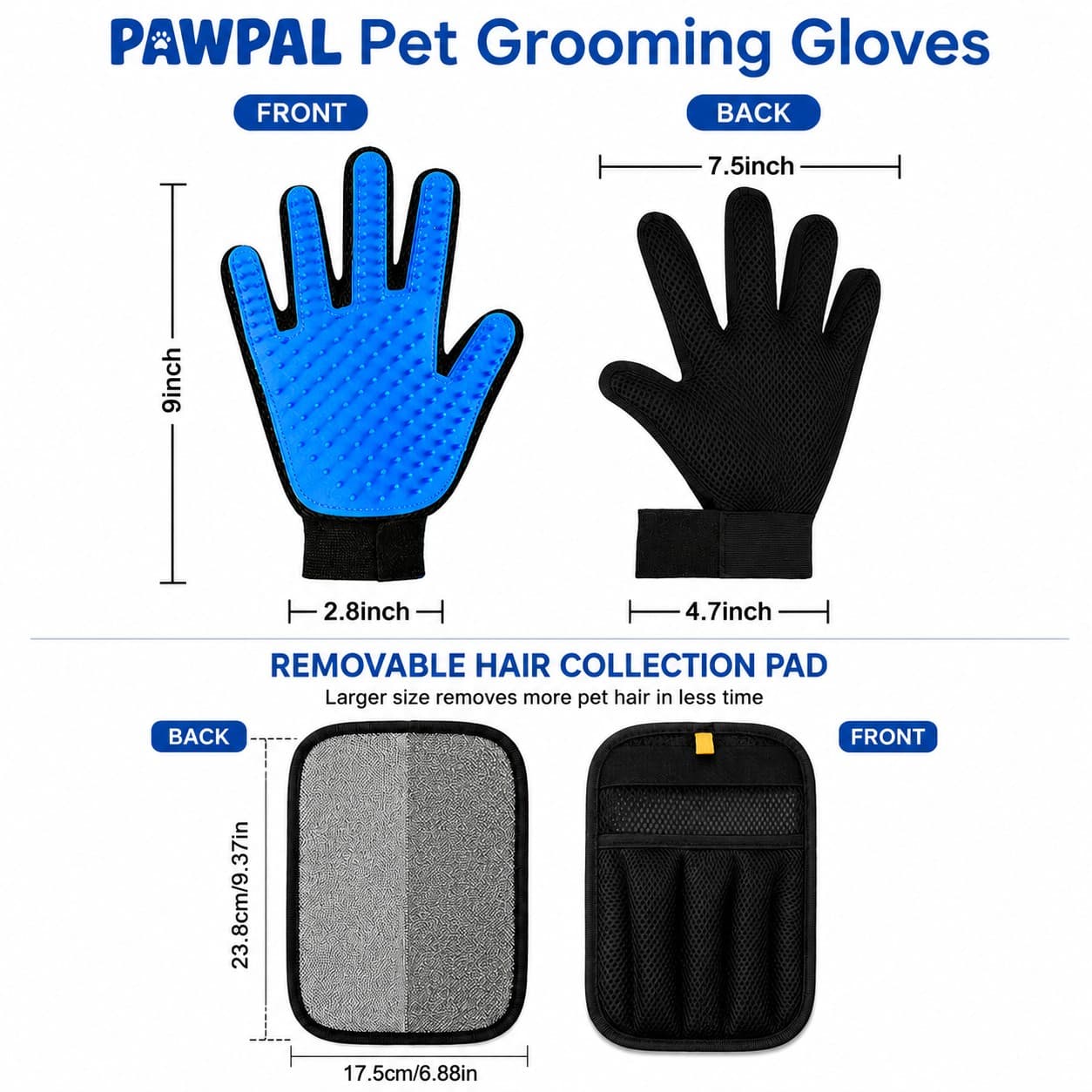 Cats  Grooming Kit, Deshedding Gloves (1 Pair) + Electrostatic Hair Remover,