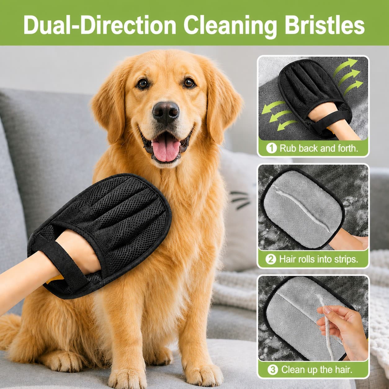 Cat Hair Removal Glove Upgraded Electrostatic ,Quick Wiping, Reusable & Washable