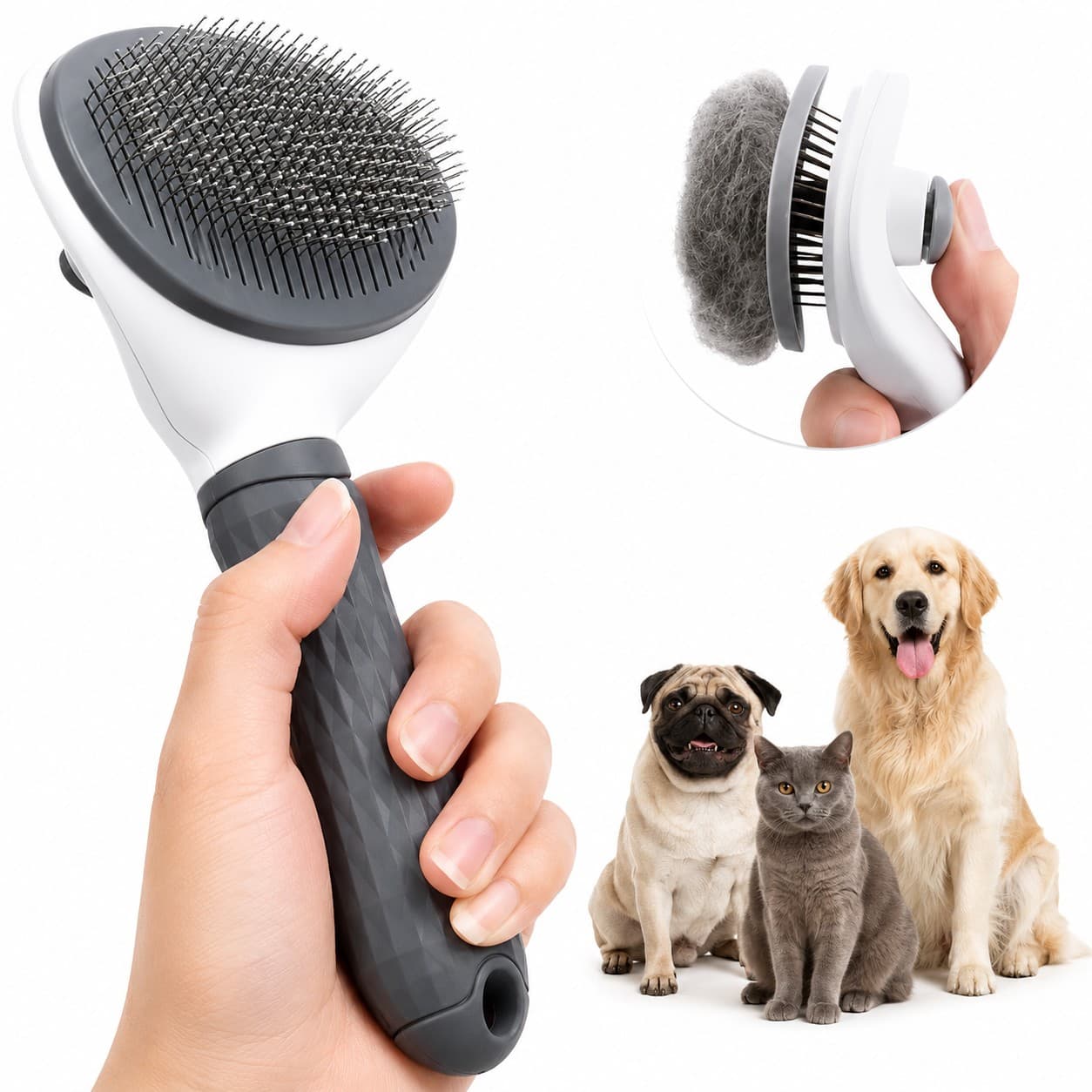 ChaChaPaw Dog Self Cleaning Brush with Bonus Pet Hair Remover Glove