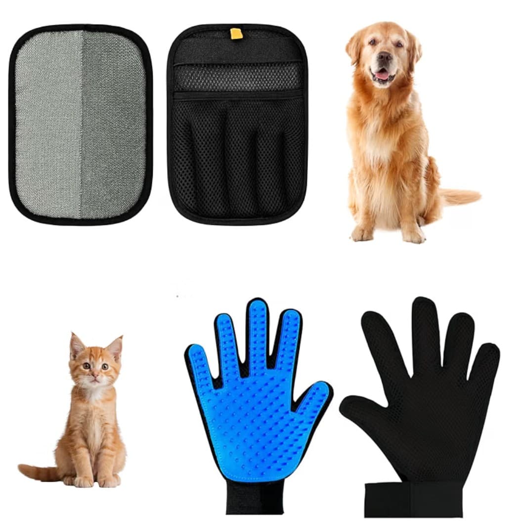 Cats  Grooming Kit, Deshedding Gloves (1 Pair) + Electrostatic Hair Remover,