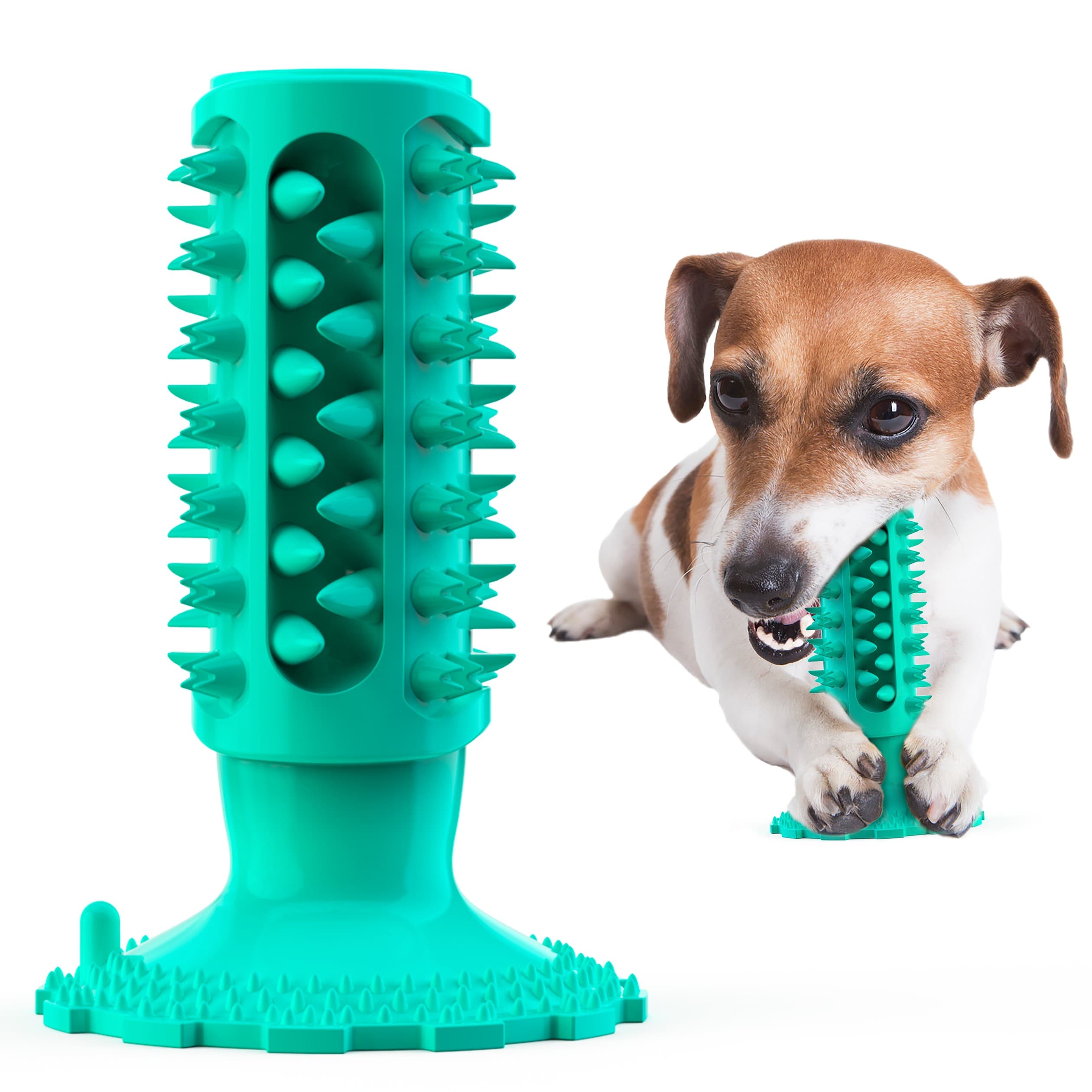 chachaPaw Interactive Toothbrush Chew Toy, Lab-Tested TPR Silicone Dental Cleaning Stick Squeaky,