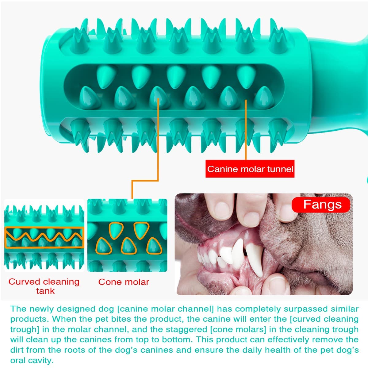 chachaPaw Interactive Toothbrush Chew Toy, Lab-Tested TPR Silicone Dental Cleaning Stick Squeaky,