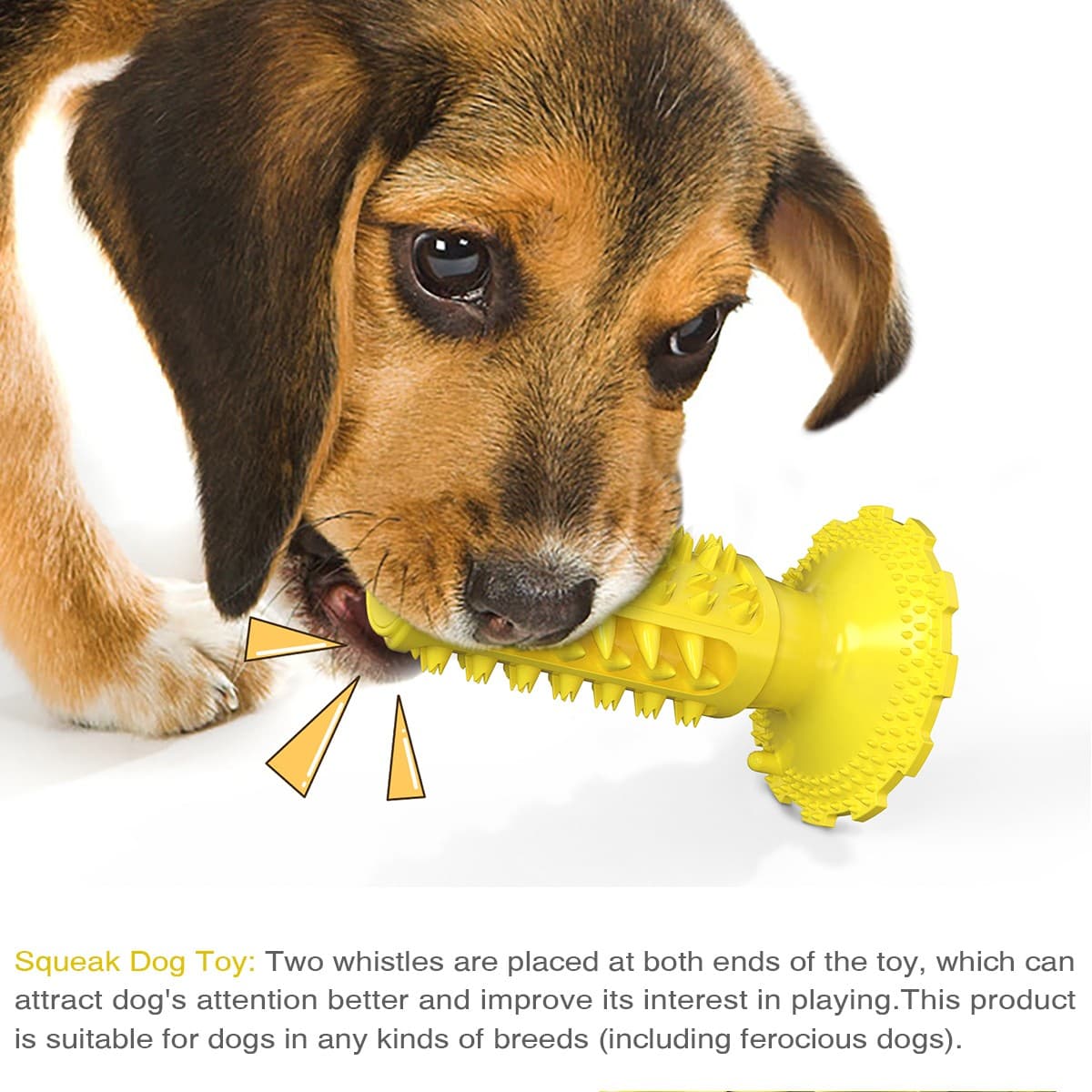 Interactive Toothbrush Chew Toy, Lab-Tested TPR Silicone Dental Cleaning Stick Squeaky,