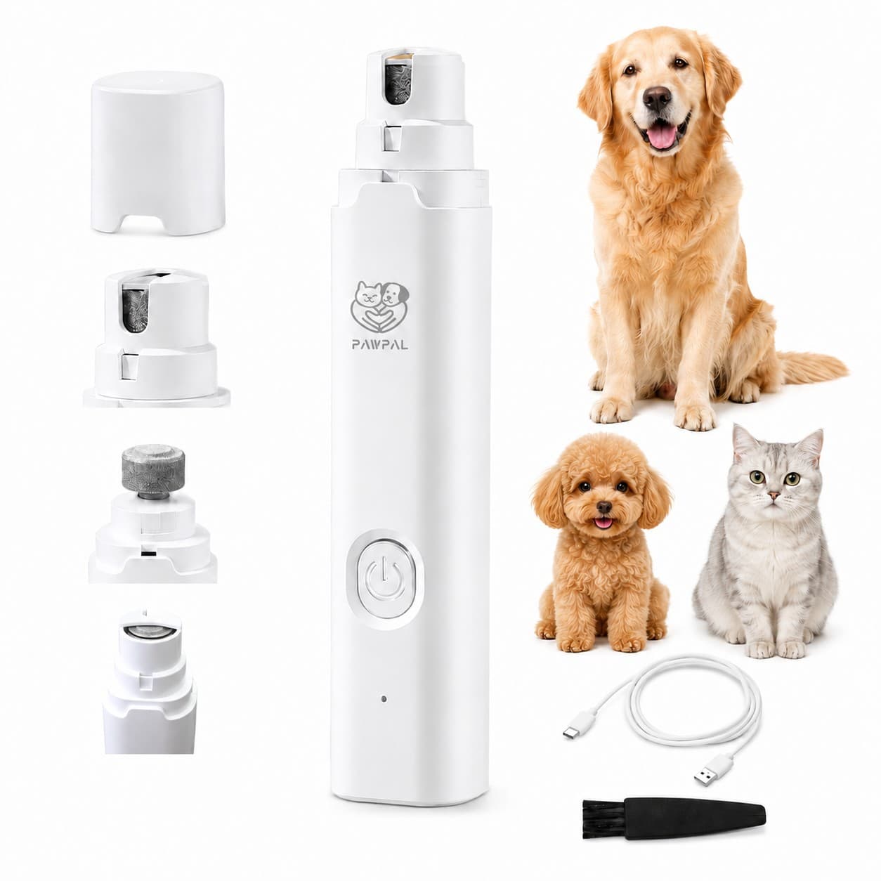 Dog Nail Grinder with LED Light - New Version 2-Speed Powerful Electric Pet Nail Trimmer