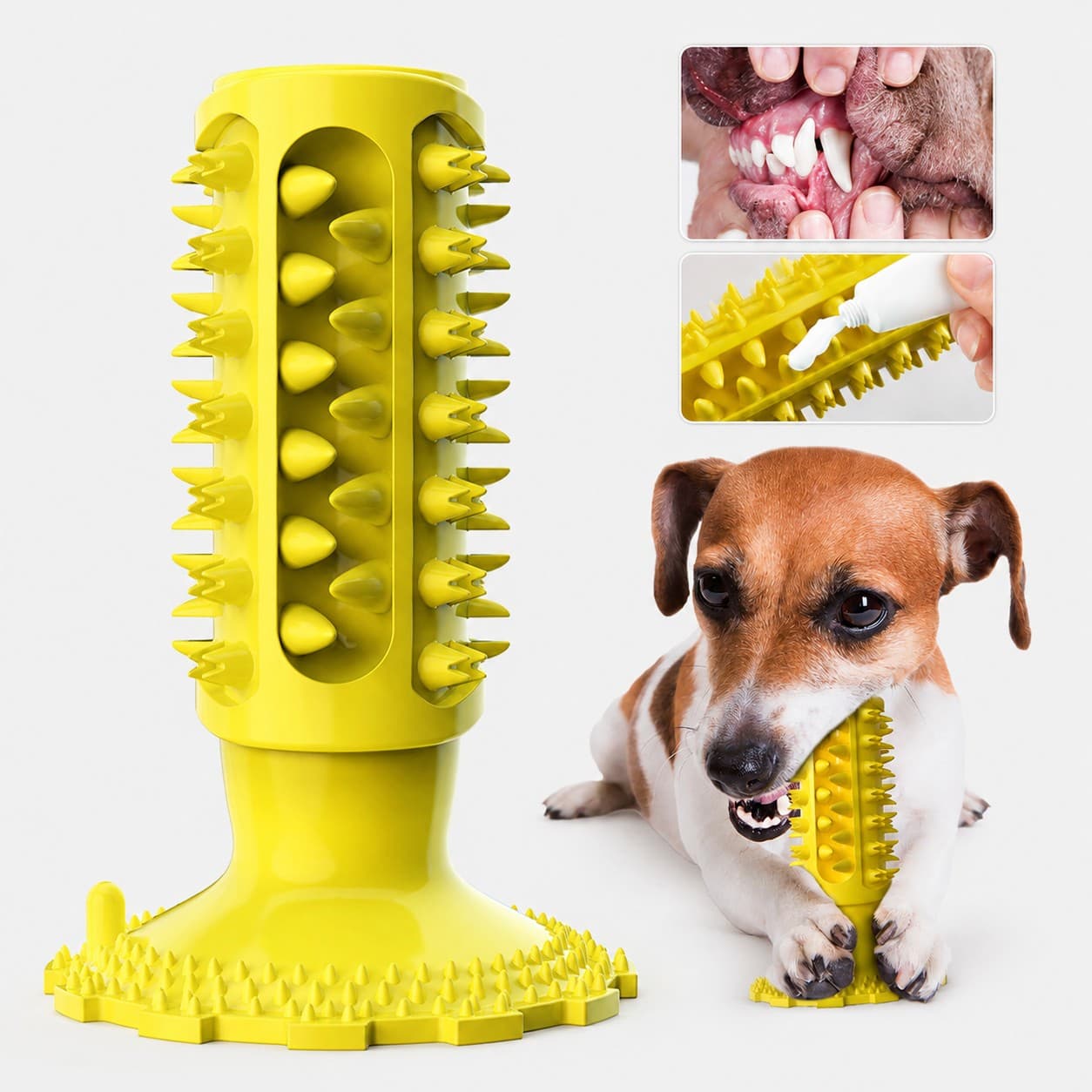 Interactive Toothbrush Chew Toy, Lab-Tested TPR Silicone Dental Cleaning Stick Squeaky,